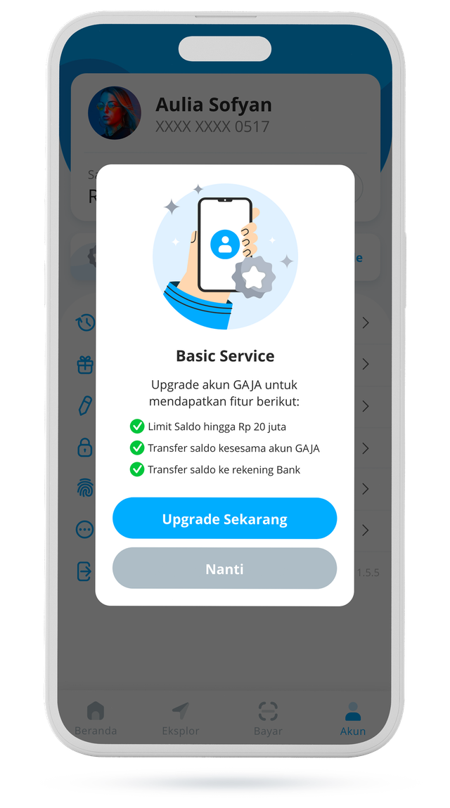 GAJA premium account upgrade screen